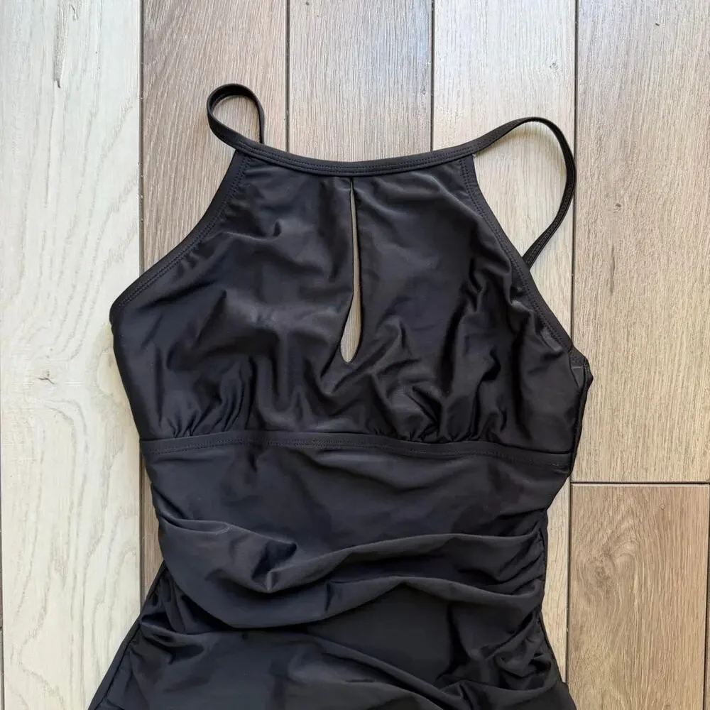 Ellen tracy ruched one piece swimsuit